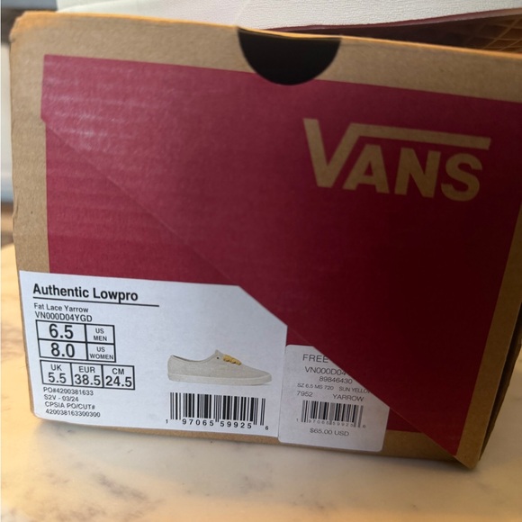 Vans x Free People Authentic Sneakers Cream Canvas Orange Laces Women 8 Men 6.5 - Picture 8 of 8